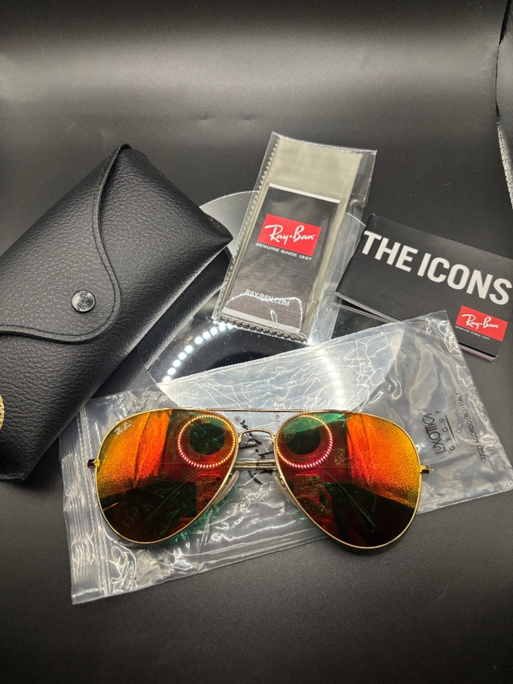 Ray Ban aviators sunglasses Red Mirror large frame RB3026